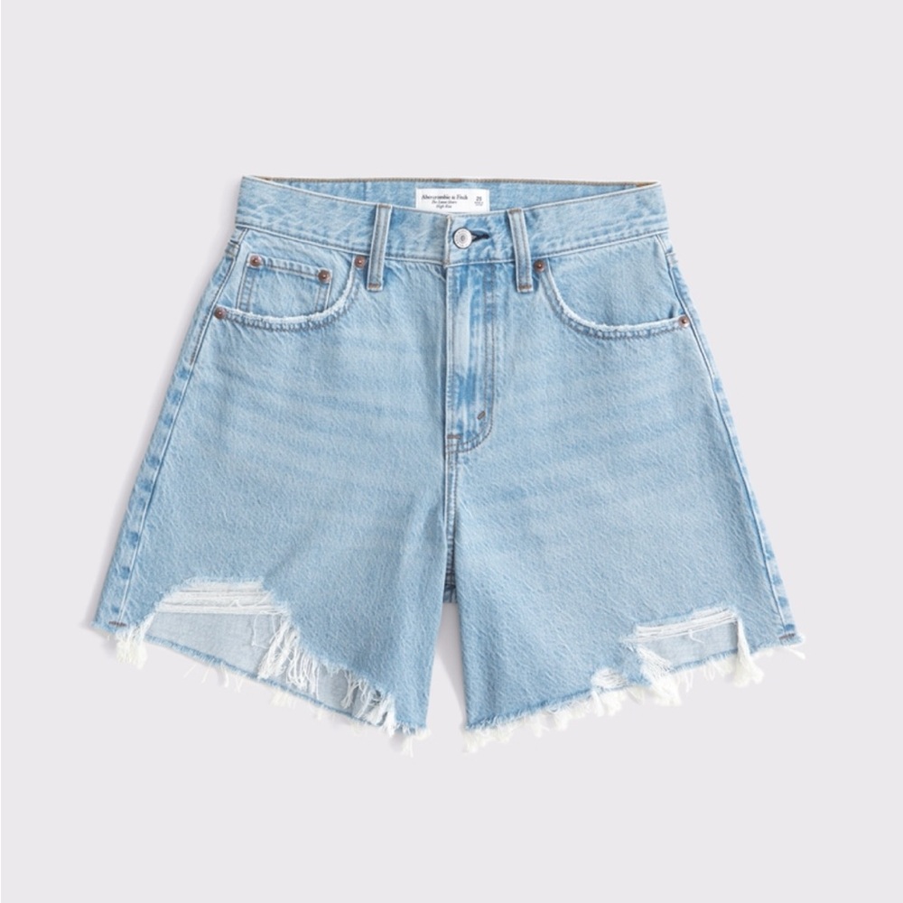 Abercrombie & Fitch Blue Jean Shorts Distressed High-Waisted